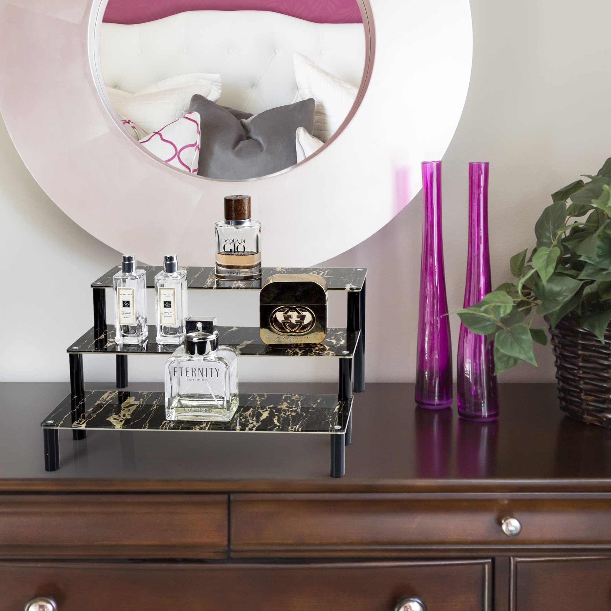 Upper Midland Parfüm-Organizer – Marmor Design, 3-stöckig – Für Düfte & Accessoires