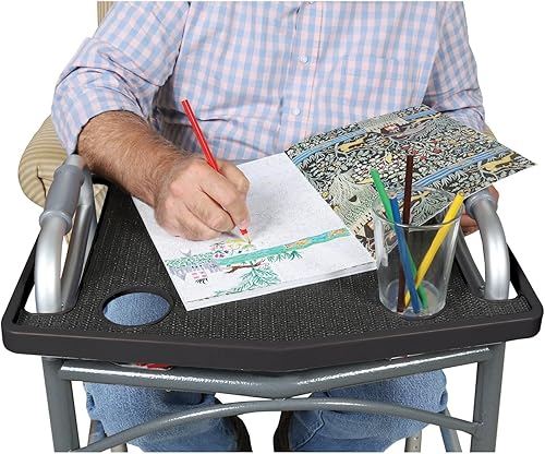 Miniatura 9 de Support Plus Bandeja para caminante, bandeja de mesa de movilidad para caminante, tapete antideslizante para andador, tapete de accesorios para