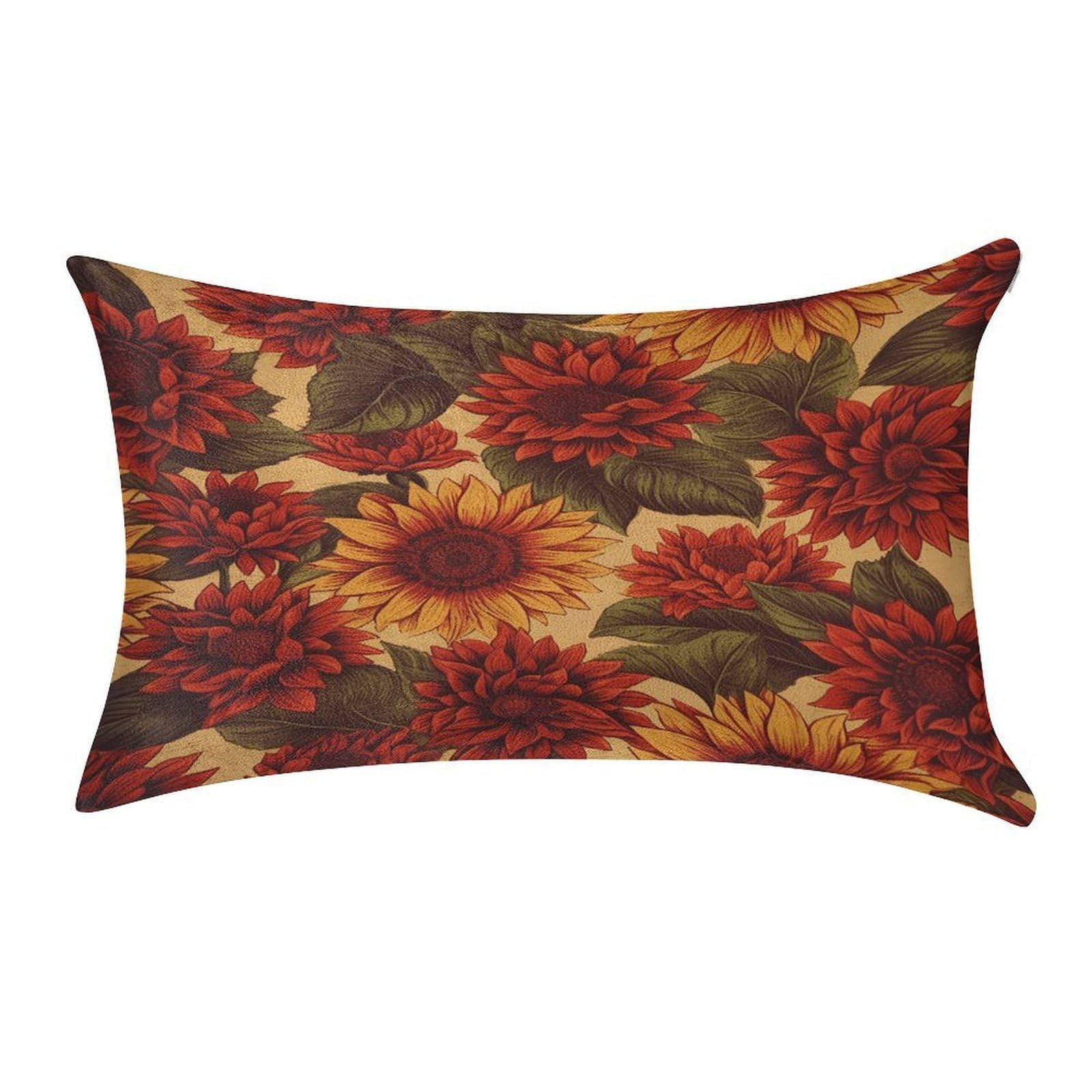 VstaDank Red Sunflower Pillow Covers Rectangular Cushion Case Cozy Decorative Throw Pillowcase Luxury Lumbar Pillow Shells with Zipper Soft Velvet Pillows Shams 12 X 20 in