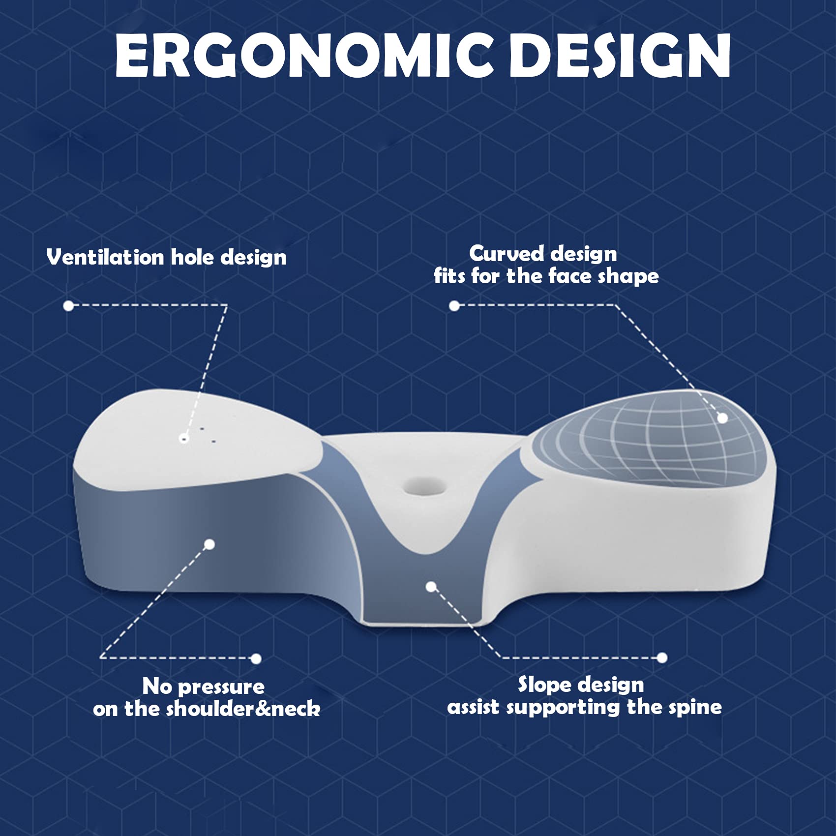 Hanzete Oreiller en mousse à mémoire de forme avec taie d'oreiller lavable en soie orthopédique ergonomique pour douleurs cervicales au cou et aux épaules pour les personnes dormant sur le côté, le