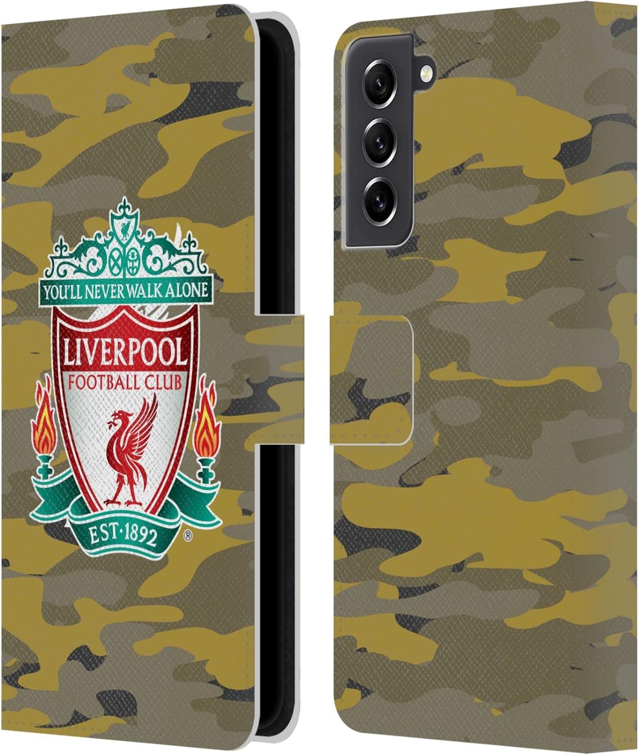Head Case Designs Officially Licensed Liverpool Football Club Third Colourways Crest Camou Leather Wallet Case Compatible with Samsung Galaxy S21 FE 5G
