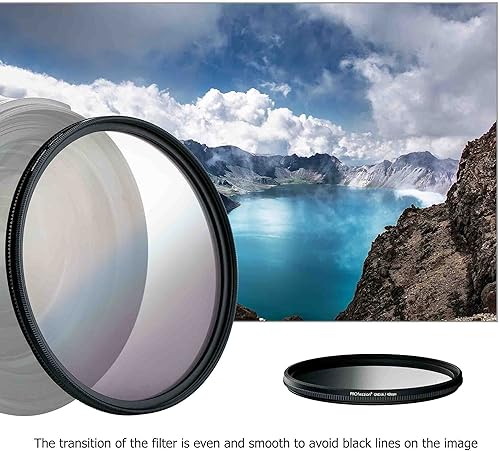 Miniatura 6 de PROfezzion Filtro ND gradual circular suave de 2.441 in, ND2-ND16 (4 paradas) Filtro de densidad neutra para Fujifilm XF 0.906 in f1.4 RSony E
