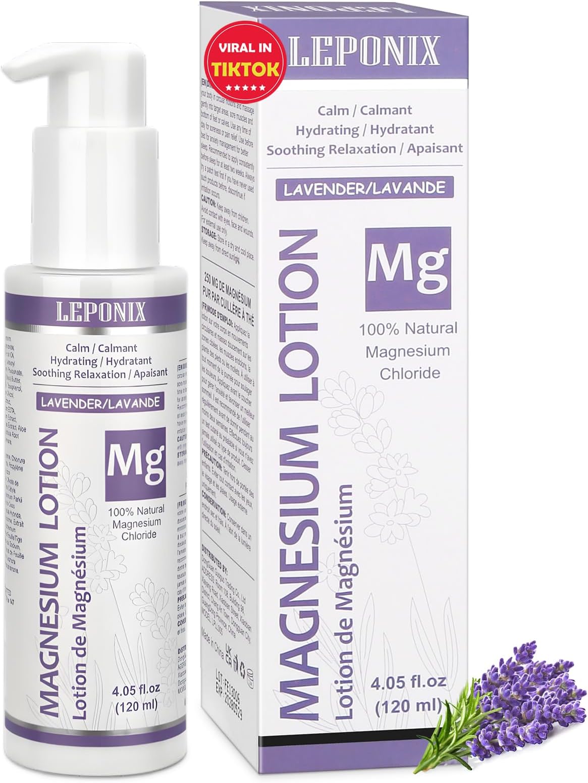 Magnesium Lotion for Sleep & Muscle Recovery - Soothing Topical Magnesium Lotion for Leg Cramps, Joint Comfort, Pain Relief - Relaxing Magnesium Body Butter for Men Women Kids (120ml, Lavender)