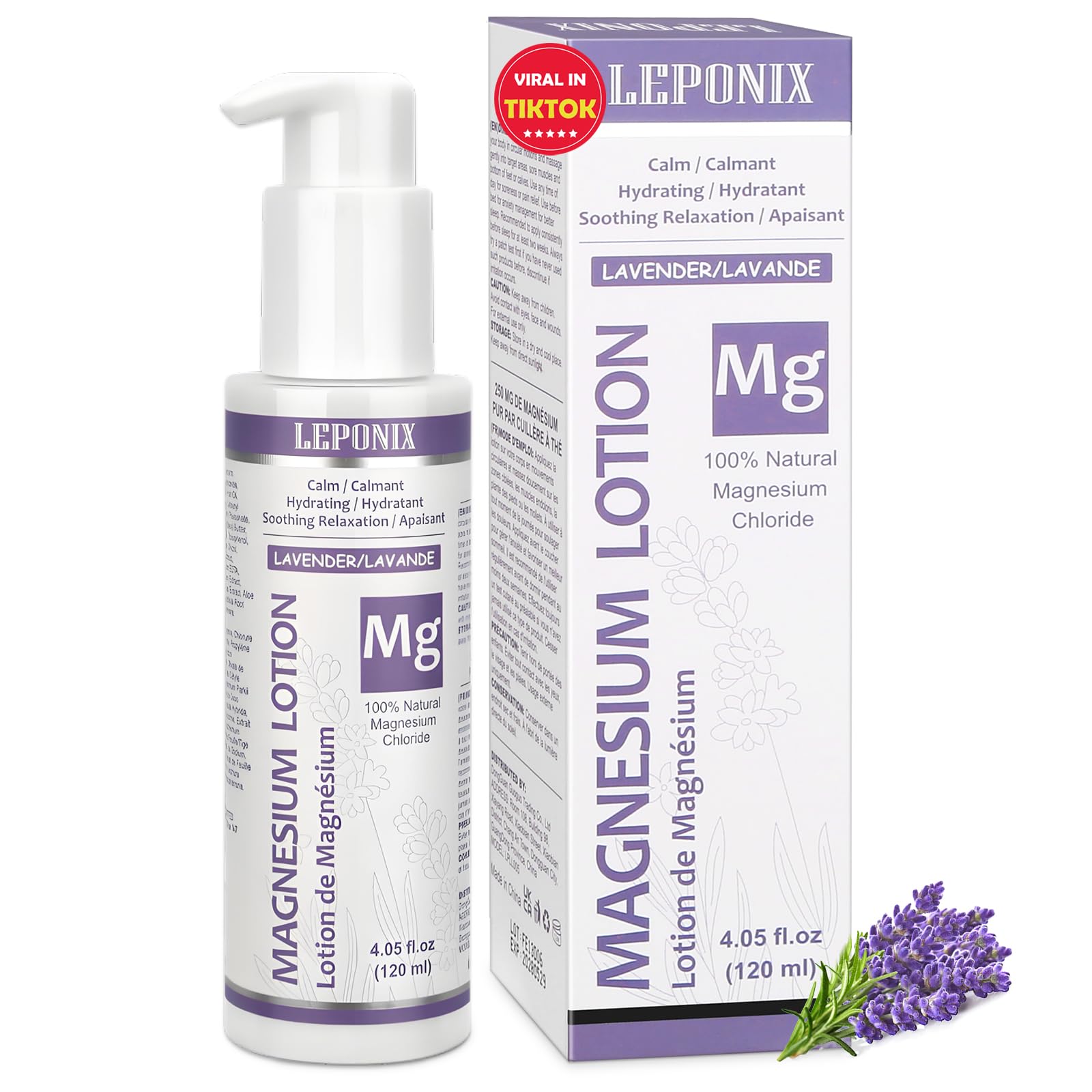 Magnesium Lotion for Sleep & Muscle Recovery - Soothing Topical Magnesium Lotion for Leg Cramps, Joint Comfort, Pain Relief - Relaxing Magnesium Body Butter for Men Women Kids (120ml, Lavender)