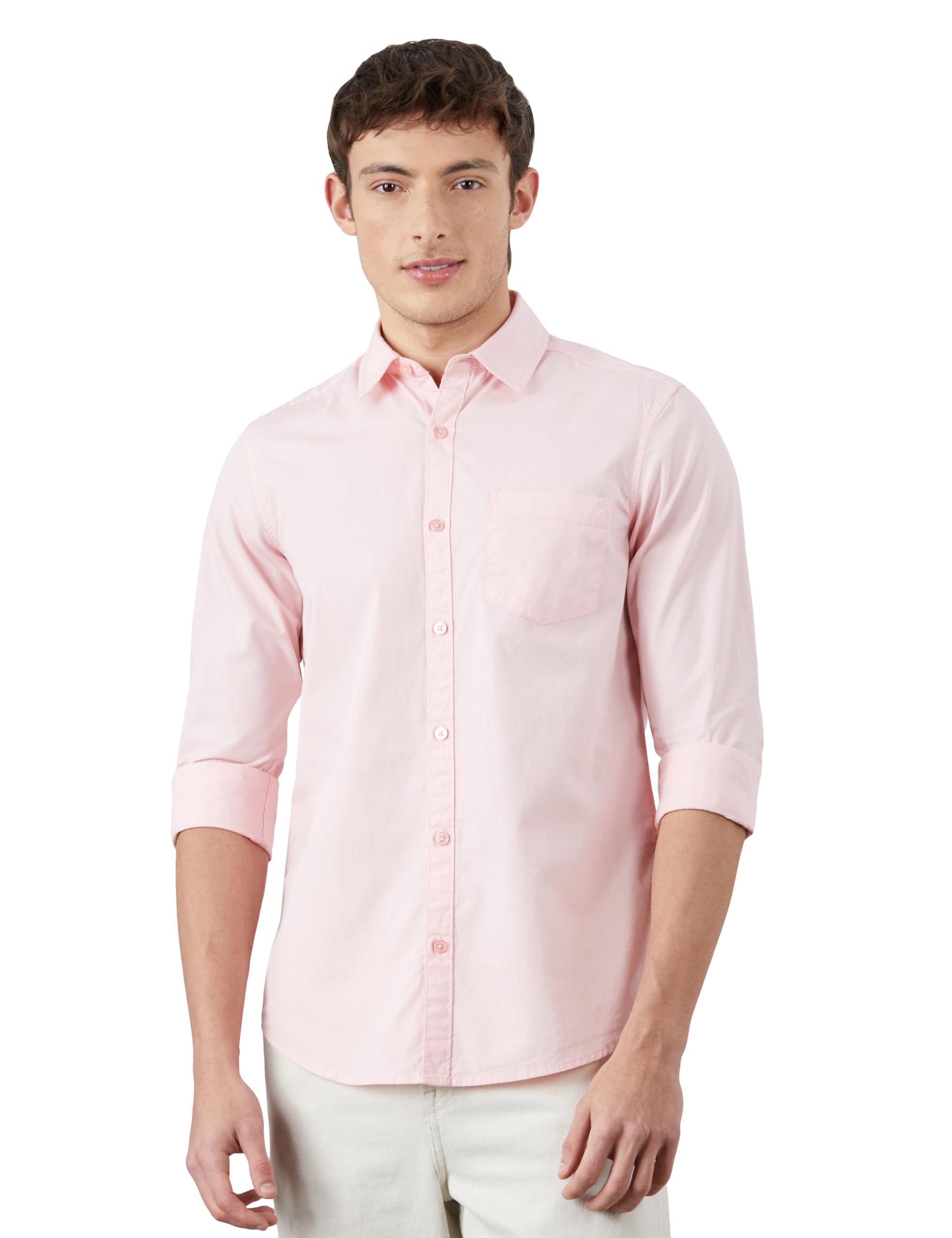 amazon brand - symbol Men's Solid Slim Fit Cotton Casual Shirt | Plain | Full Sleeve | Summer (Available in Plus Sizes)-picture-35
