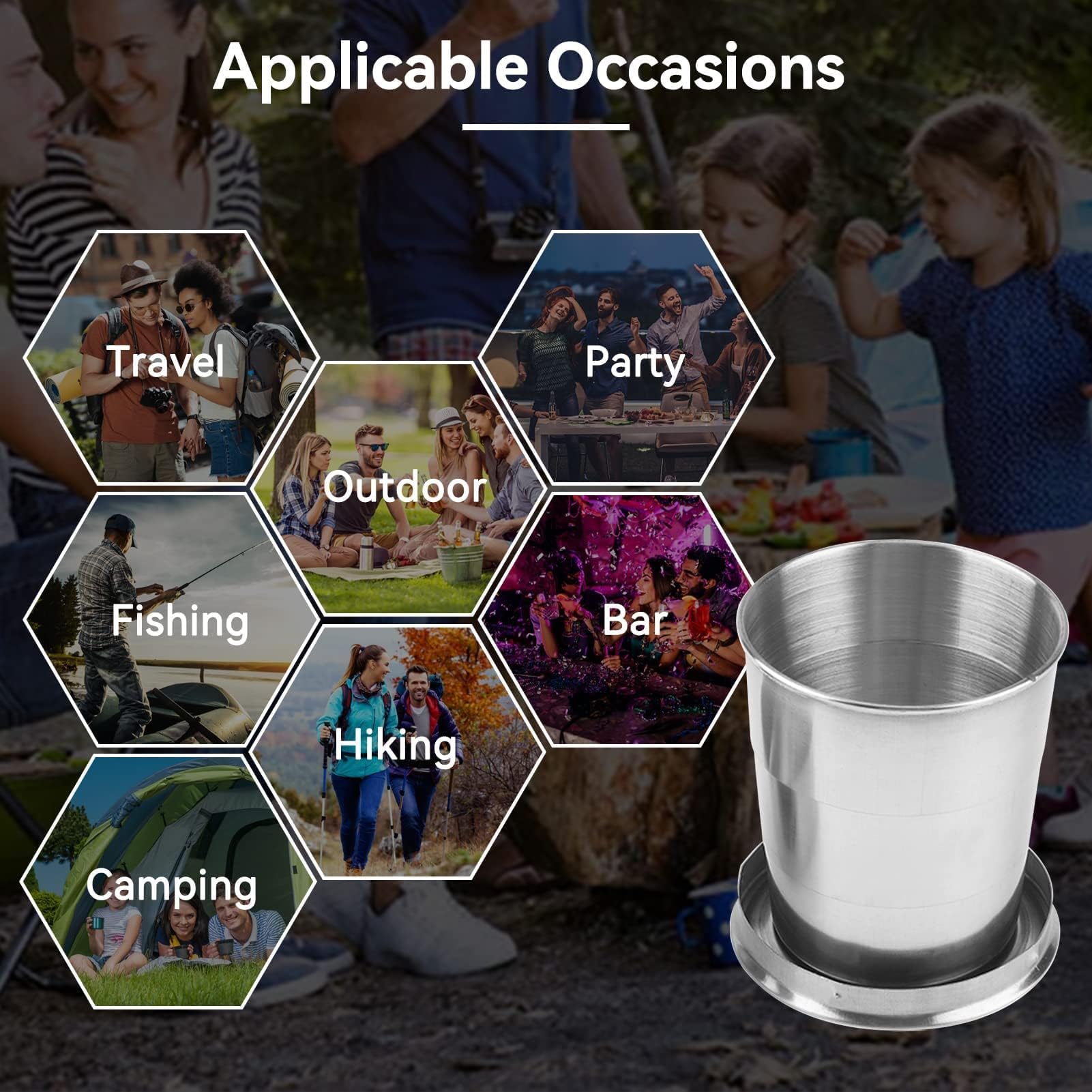 Tazza Pieghevole In Acciaio Inox 150ml - Per Campeggio, Viaggi E Sport - Foto 14