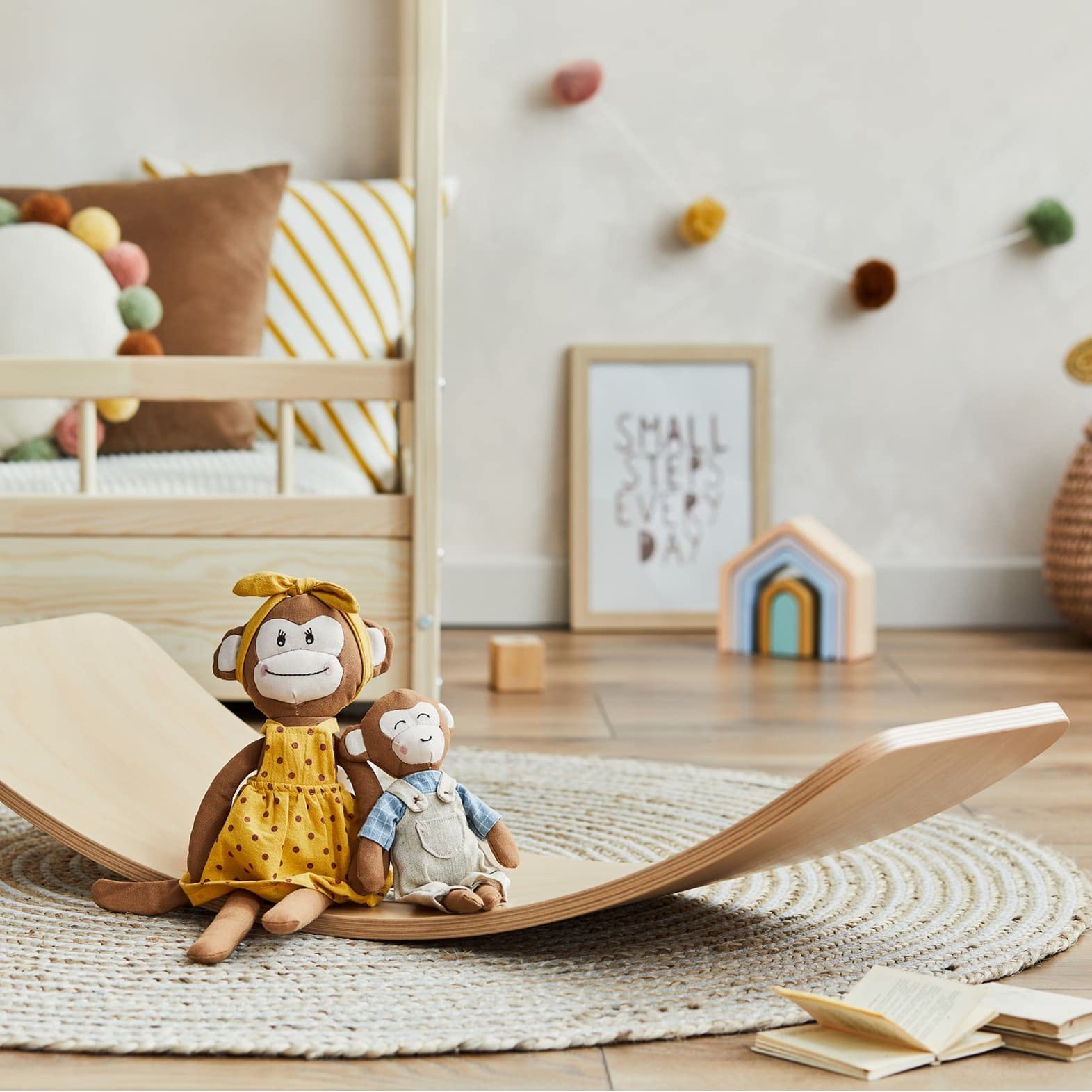 TWR ® - Tabla Curva con Certificado CE - Talla L - Ecológica y Artesanal de Madera Fabricada en España. Acabado Natural.Tabla Equilibrio. Tabla Montessori .Tabla de Equilibrio/Tabla Madera niños