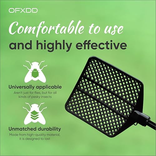 Miniatura 3 de OFXDD Rubber Fly Swatter, Long Fly Swatter Pack, Fly Swatter Heavy Duty, All Black Colors (3 Pack)
