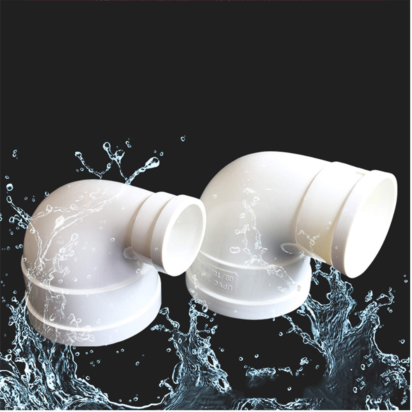 Anjinguang White Pvc 90-Degree Elbow Reducing Coupling Fitting, 75Mm To 50Mm, -1Pcs
