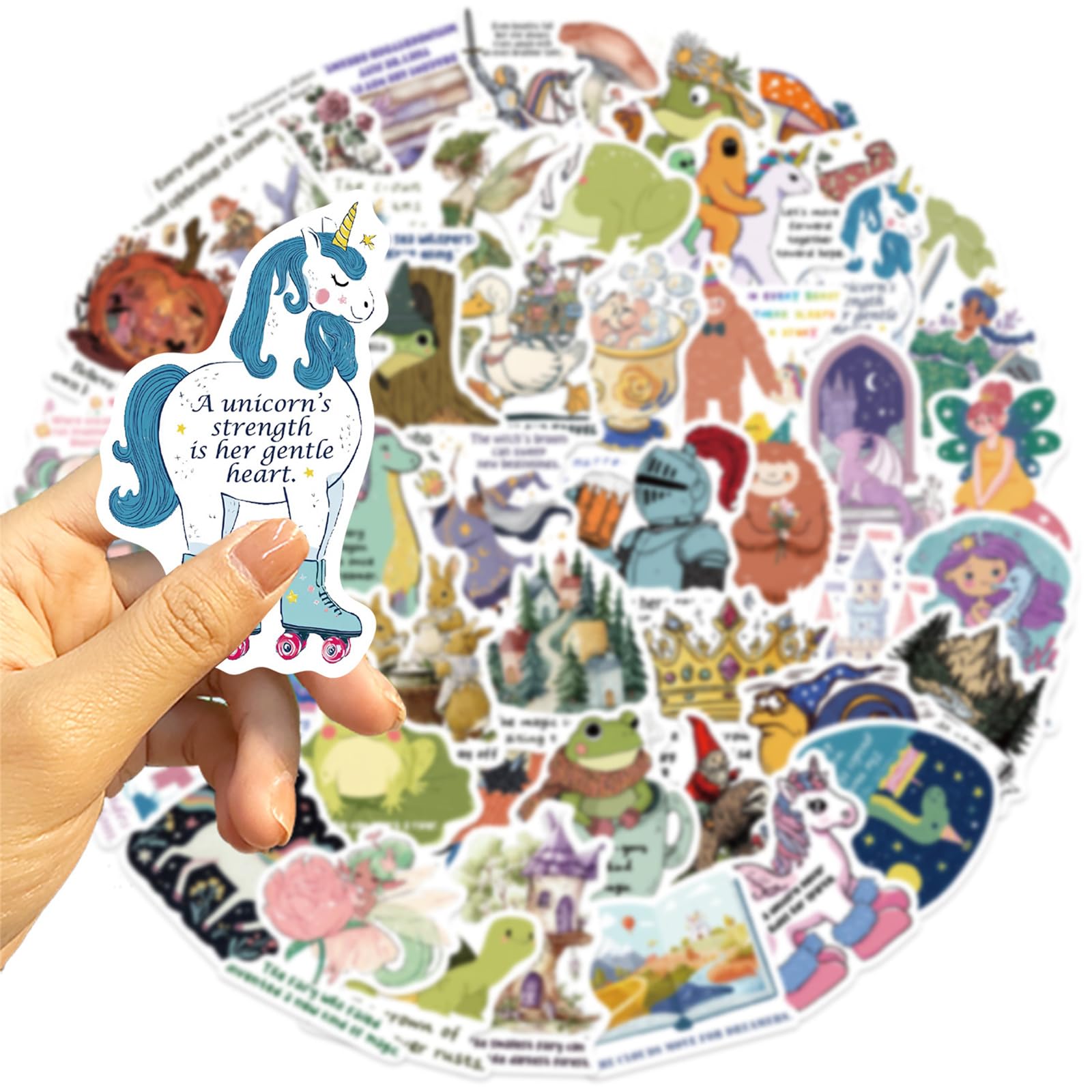 50 adesivi motivazionali per adulti, adesivi motivazionali con animali da favola, per adolescenti, album di ritagli, laptop, citazioni positive, adesivi in vinile per Vision Board Forniture (fiabe)