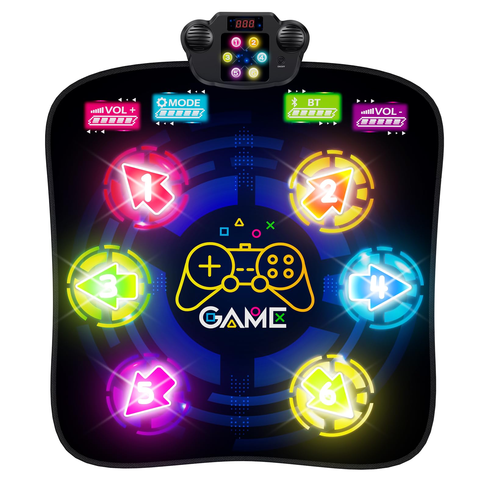 Tappetino da ballo, ritmo step dance, gioco sfida, con luci LED, volume regolabile, musica integrata, nero