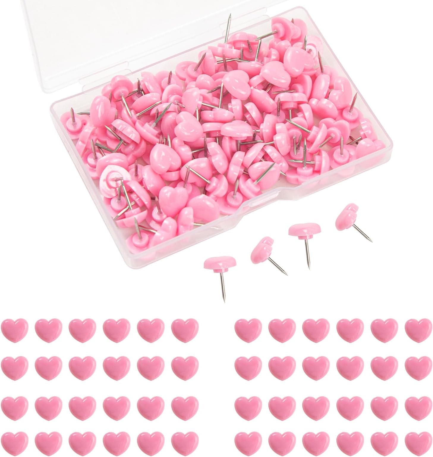 200pcs Push Pins for Cork Board,Tacks and Push Pins with Number,Map Pins Photo Thumb Tacks for Office School Wall Bulletin Board (Pink)