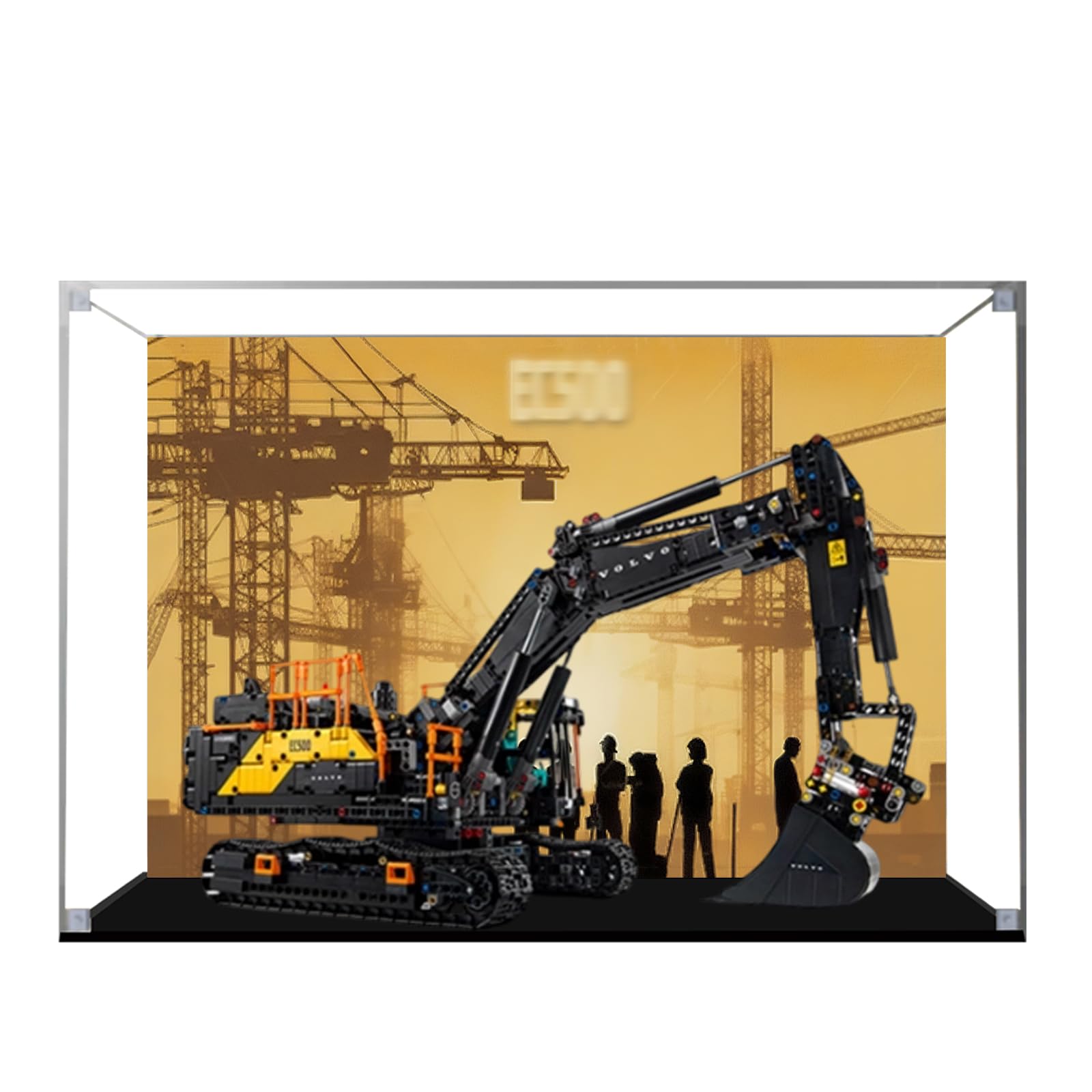 Acrylic Display Case for Lego 42215 Hybrid Excavator Building Set, Dustproof Transparent Box - Only Display Case, Display Box Compatible with Lego 42215 (Back Spray C)
