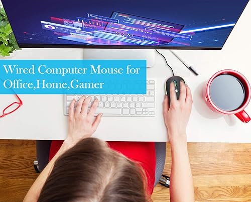 Miniatura 7 de Ratón con cable, mouse para portátil con fácil clic para oficina, hogar, jugador, 3200 DPI, botones programables, mouse USB retroiluminado LED