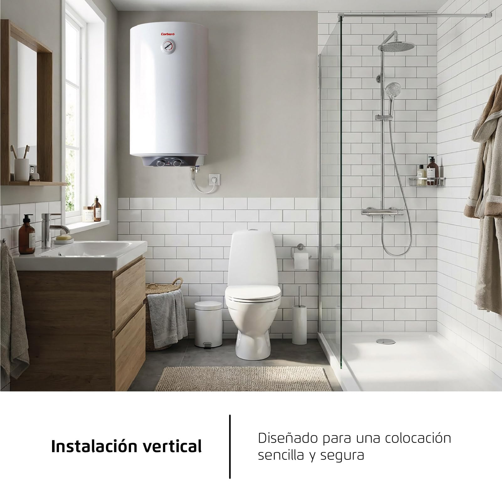 Corberó – Termo Eléctrico | CTM80ENV | 80L | Resistencia Envainada | Panel Mecánico | Termostato Exterior | Protección Anticorrosión | Eficiencia Energética C