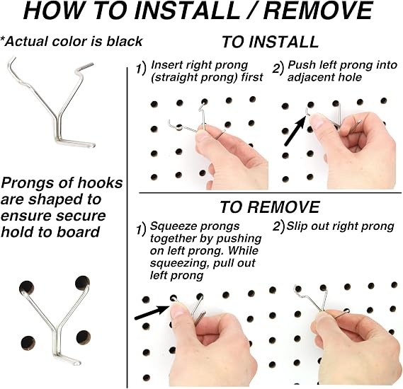 Steel Pegboard Hooks 50-Pack 1 L Hook, Black - Will Not Fall Out, Fits Any Peg Board - Organize Tools, Accessories, Workbench, Garage Storage, Kitchen, Crafts, Jewelry, Retail