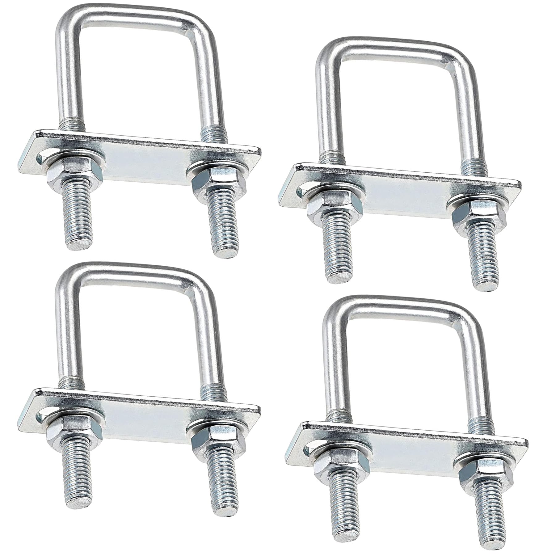 LEPEVNEY 4 Sets M8 Square U-Bolts 35mm Inner Width 80mm Length with Nuts, Plates & Washers