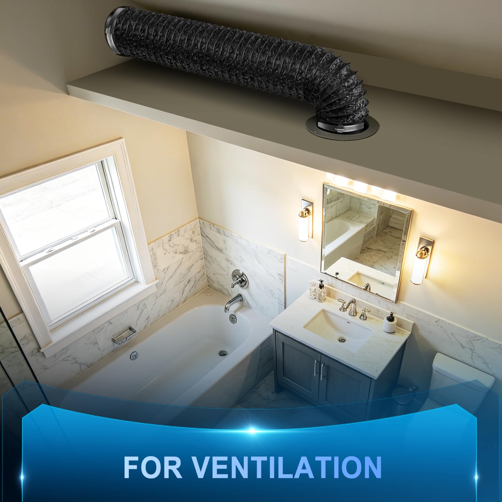 Hon&Guan Tubo de salida de 150 mm de diámetro, tubo de aluminio de PVC de 3 m con 2 abrazaderas para aire acondicionado móvil, secadora, ventilador de extracción, campana extractora, sistema de