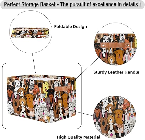 Miniatura 7 de Cesta de almacenamiento para perros y cachorros, cubos de almacenamiento de lona plegable para perros, cesta organizadora de juguetes impermeable