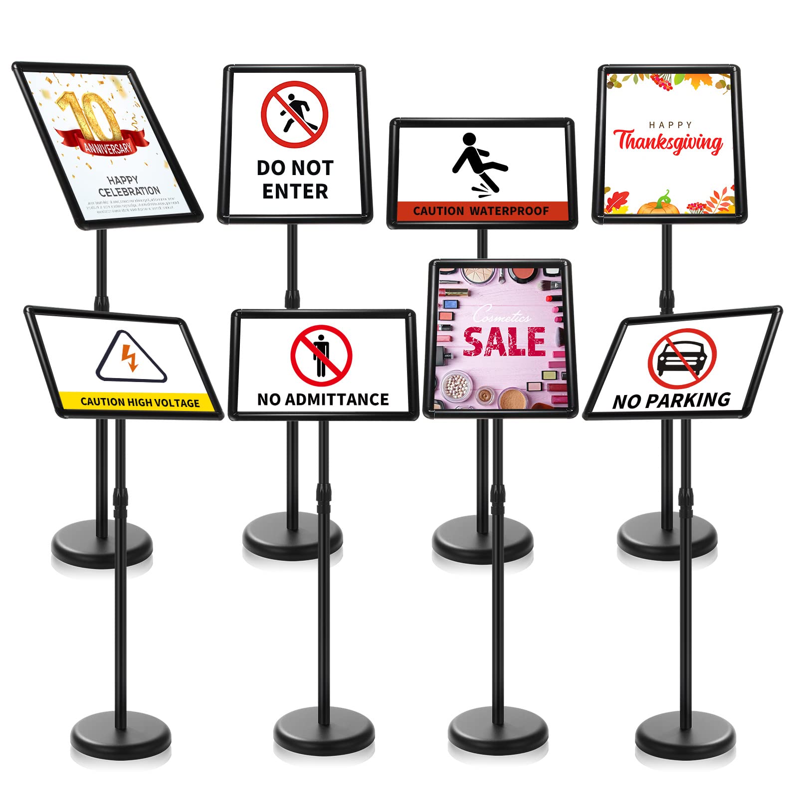 Landhoow 8 Pcs 11 x 17 Inch Adjustable Pedestal Stand Holder Outdoor Indoor Sign Stand Poster