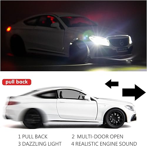 Miniatura 3 de RMZ City 132 Diecasting aleación coche modelo Mercedes-Benz C63 AMG juguete coche tire atrás coche para niños niño niña rojo