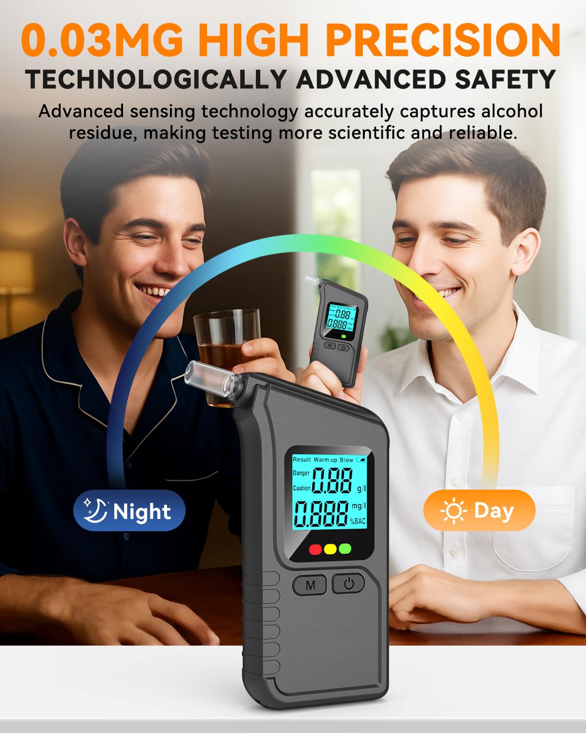 Alkoholtester Digital, Präzises Promillemessgerät mit LCD & Sprachansage mit 10 Mundstücken Digitaler LCD-Anzeige, Atemalkoholtester Heim Partygebrauch
