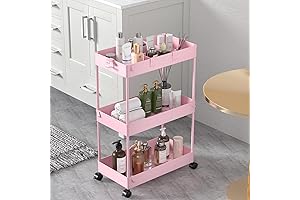 SPACELEAD 3-Tier Pink Rolling Storage Cart