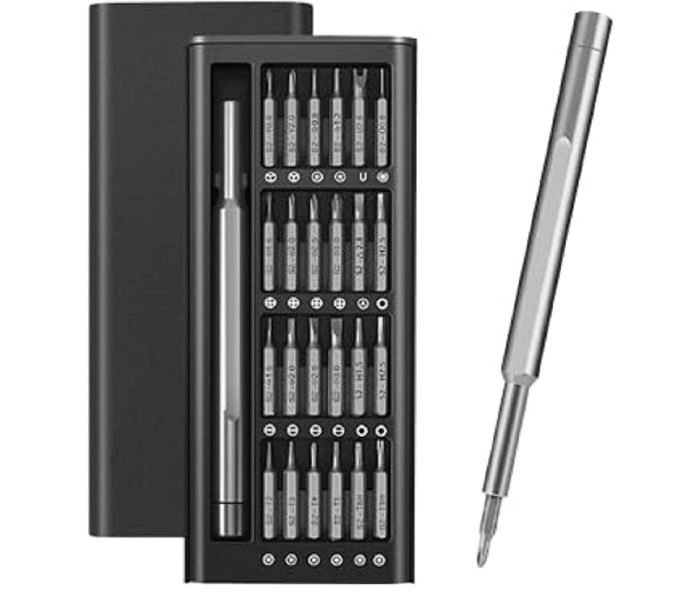 24-in-1 Screwdriver Set with Magnetic Handle and Multiple Interchangeable Bits, Portable Storage Case (Black)