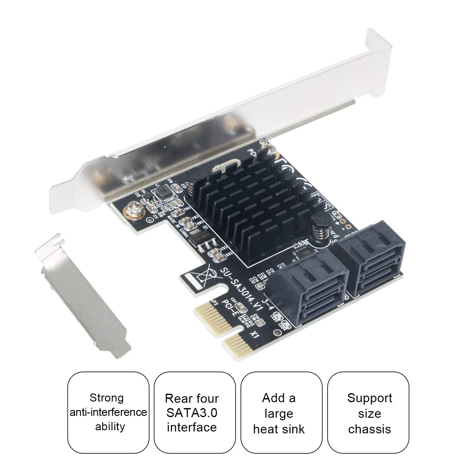 SATA 3.0 Expansion Card 4-Port PCIE To SATA 3.0 Expansion Controller - View #6