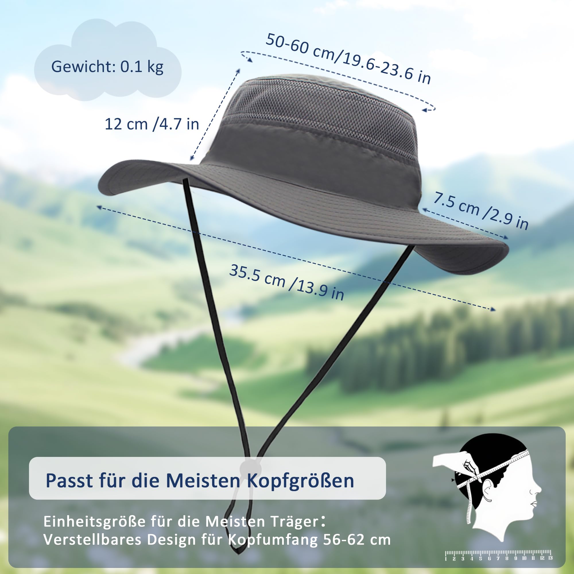Damen Fischerhut Herren Sonnenhut UPF 50+ Strand Faltbar Safarihut Reisen Outdoor Hut Fischerhut Anglerhut Gartenhut Bergsteigen Campinghut Sonnenhut Unisex Buschhüte