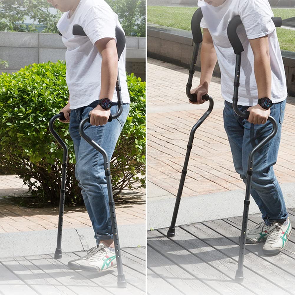 Stampelle Pieghevoli per Adulti da Viaggio, stampelle ergonomiche ascellari, stampelle in Alluminio Leggero Regolabili (1 Paio)