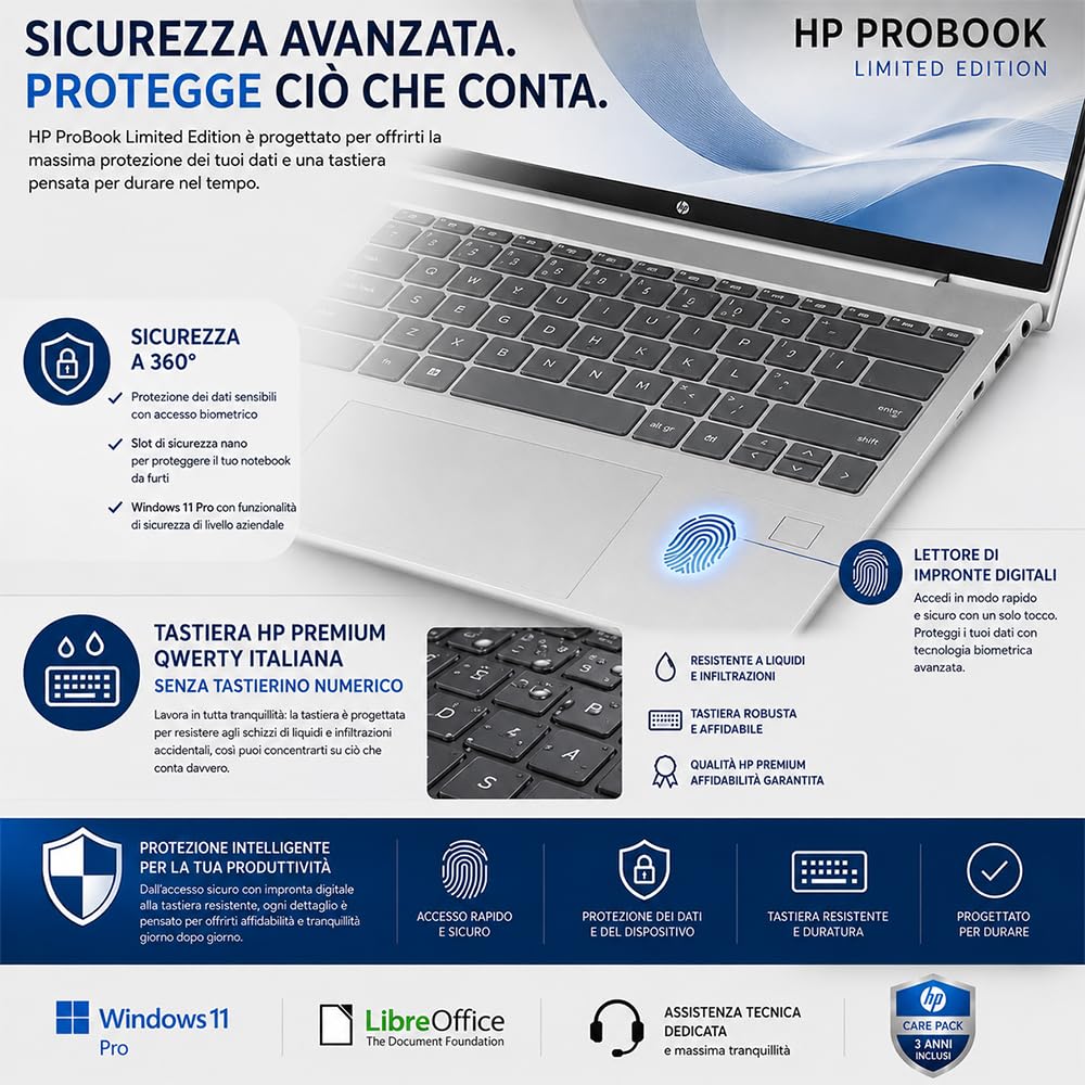 HP Notebook Portatile Intel Core 5 120U 10Core | RAM DDR5 24GB, SSD PCIe 512GB, Display IPS WUXGA 14", Wi-Fi 6, Tastiera QWERTY, Garanzia Italia