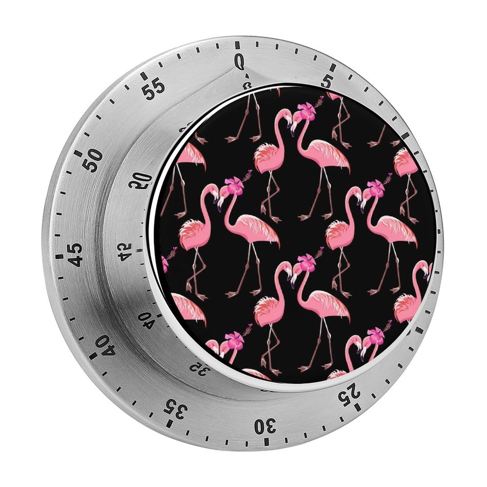 Pink Flamingos Lovers Circular Rotating Timer, Suitable for Kitchen and Bedroom