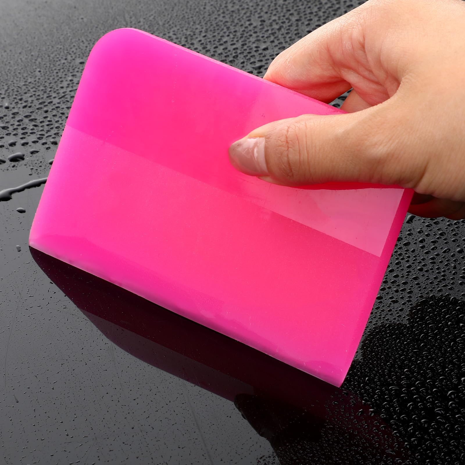Trinkrittey 3 Stück rosa Auto-Abzieher aus TPU-Gummi, kratzfest für PPF, Vinylfolie und Fenstertönungswerkzeug, verschiedene Größen, geeignet für Autos