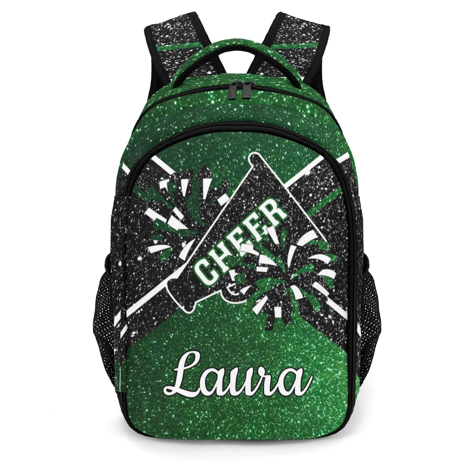 Ronxzas Cheer Cheerleader Backpack Cheerleading Bags Custom Name Book Bag for Cheer Team Coaches Gift (Green)
