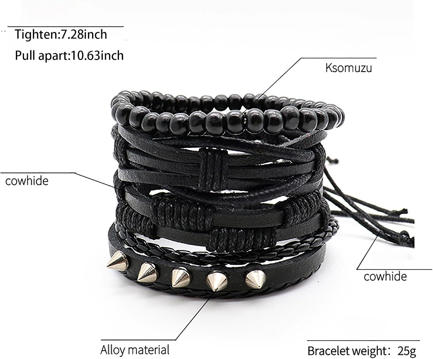 4-6pcs Bracelet Set Punk Tribal Style Handmade Braided Leather Wristband Unisex Bracelet Adjustable leather bracelet set