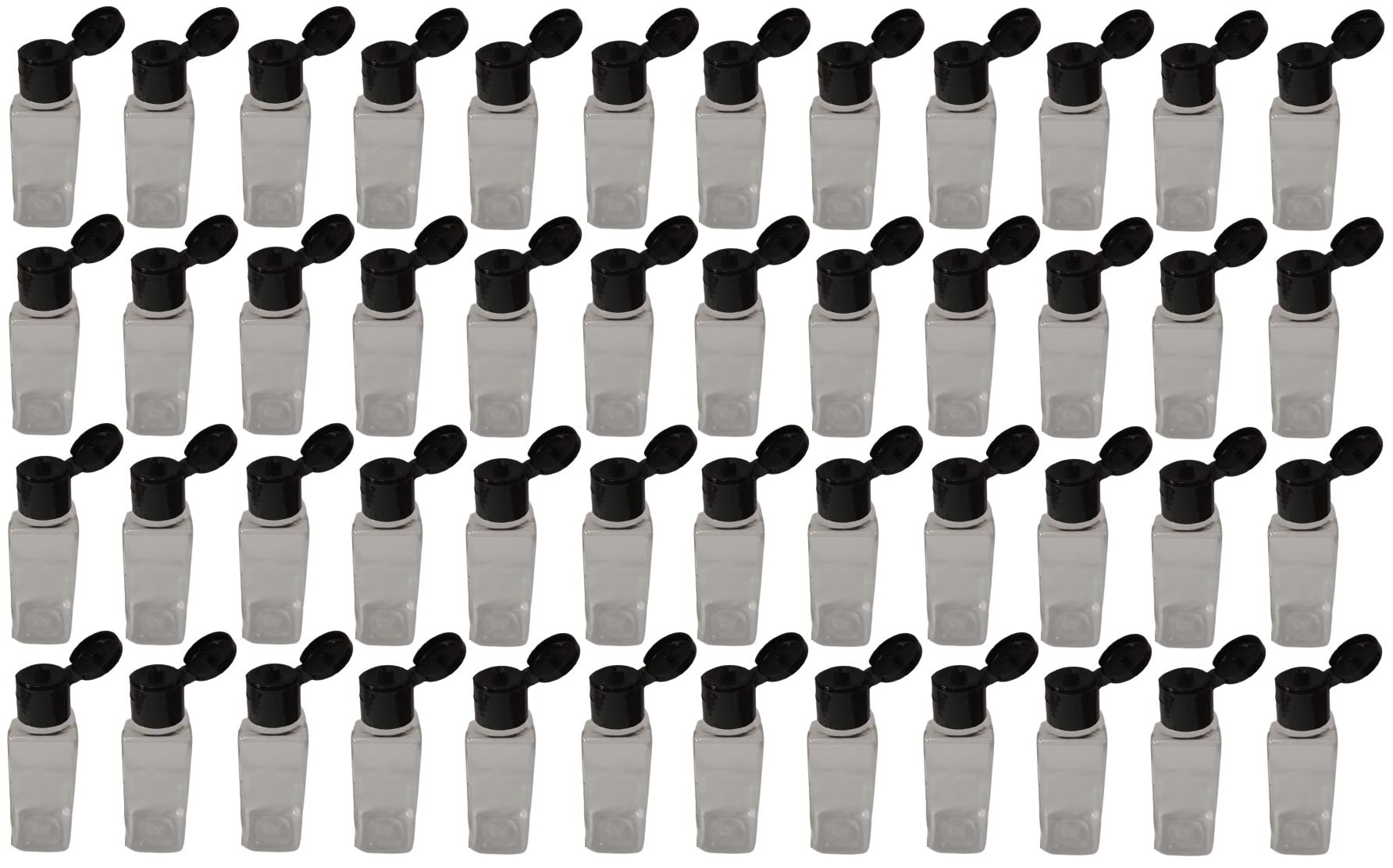 M.C. PIPWALA 50 ML PET SQUARE CLEAR BLACK FLIP TOP 19 MM CAP Plastic Bottles Size Cosmetic Travelling Containers Small Leak Proof Squeeze Bottles| Pack of 48-image-19