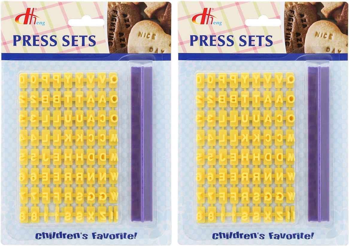 Tool Gadget Cookie Stamps, 2 Pack Number Alphabet Stamps for Cookie, Biscuit, Fondant