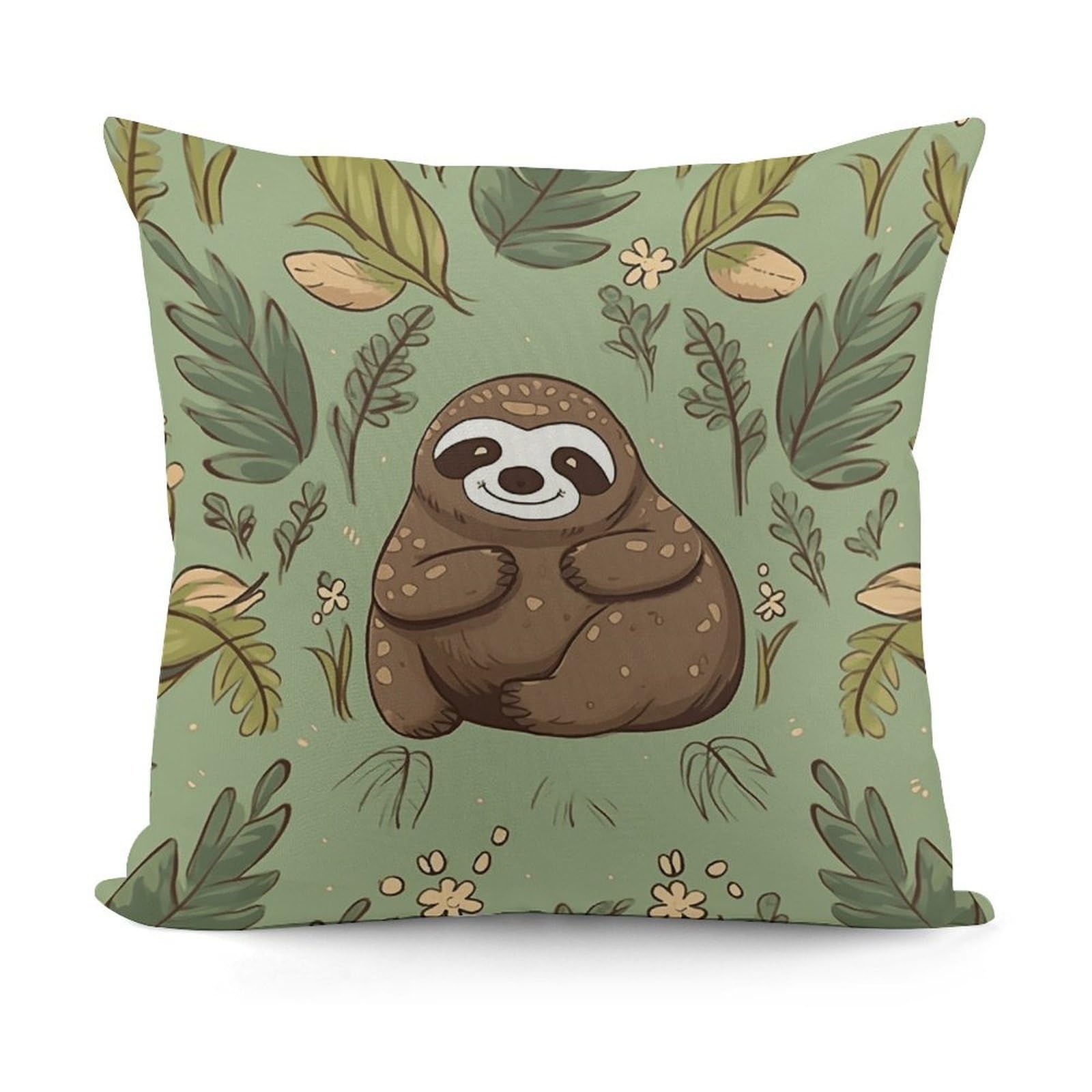 Adfgyerh Style Sloth On The Grass Decorative Pillow Covers, Throw Pillow Covers Soft For All Seasons, Pillowcases For Couch Living Room Sofa Bedroom 18X18 Inch