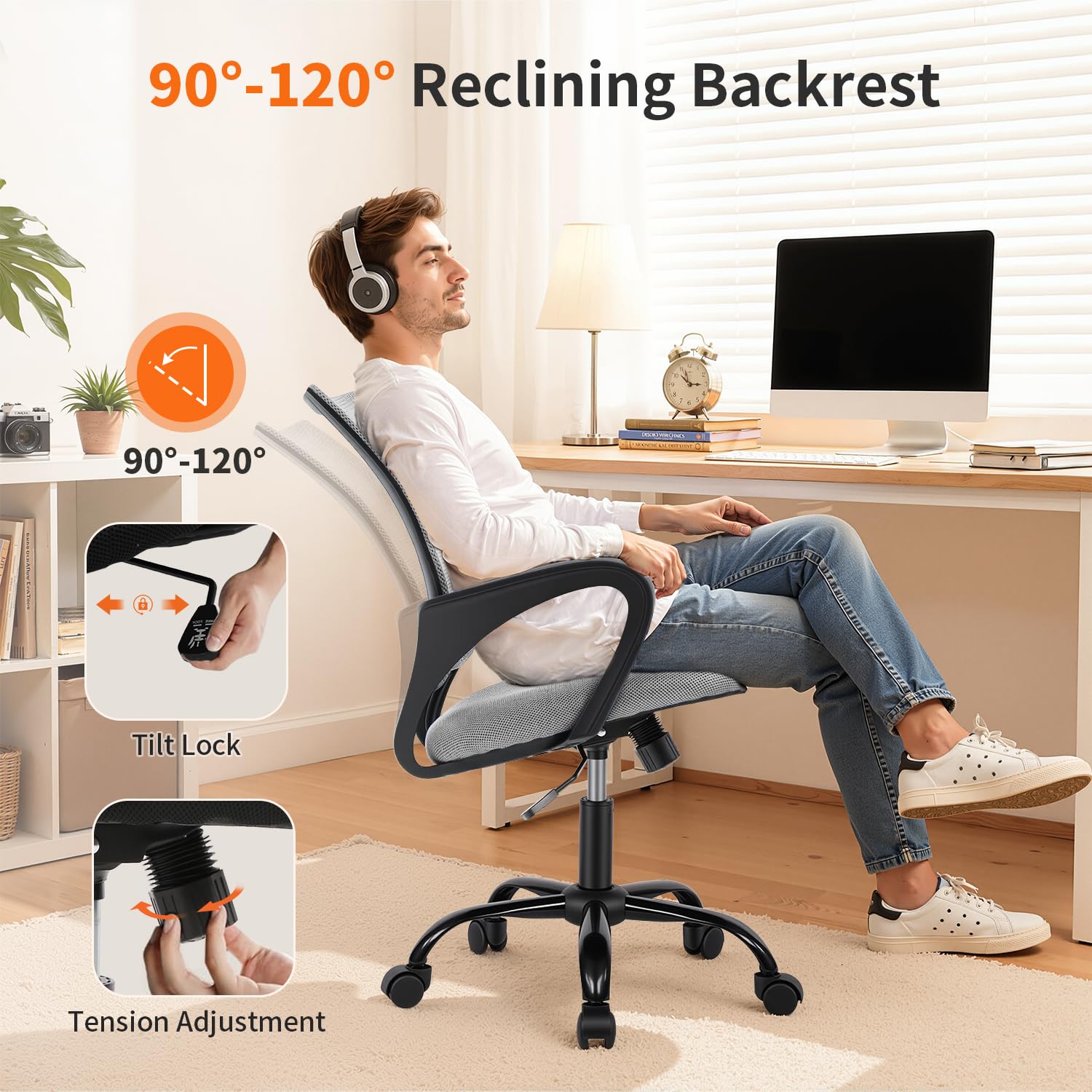 BestOffice Ergonomische Bureaustoel Bureaustoel Mesh Computer Stoel Rugsteun Moderne Executive Verstelbare Stoel Taak Rollende Draaistoel Voor Vrouwen, Mannen