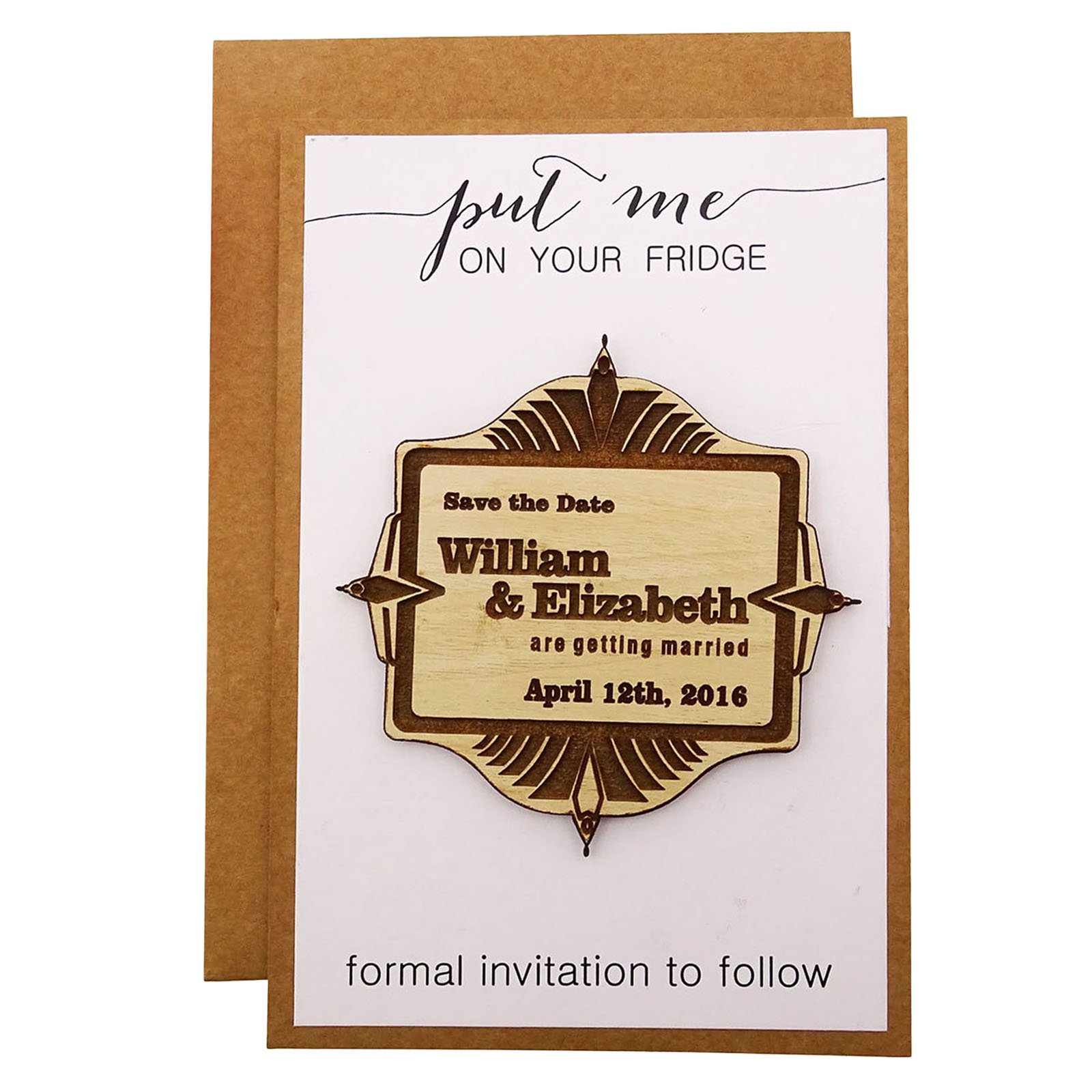 Darling Souvenir Boda Personalizada la Fecha Tarjetas 50 Rústico Tallado de Madera imanes con anuncios Sobres de la Boda