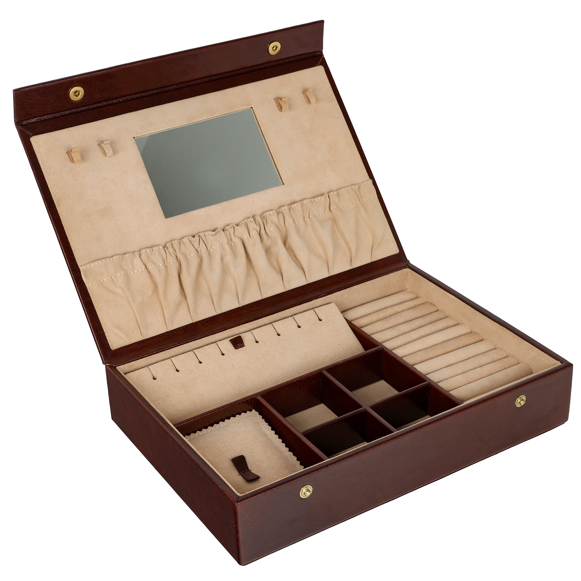 Boîte de rangement d'accessoires en cuir Time Resistance pour stopper l'oxydation des bijoux