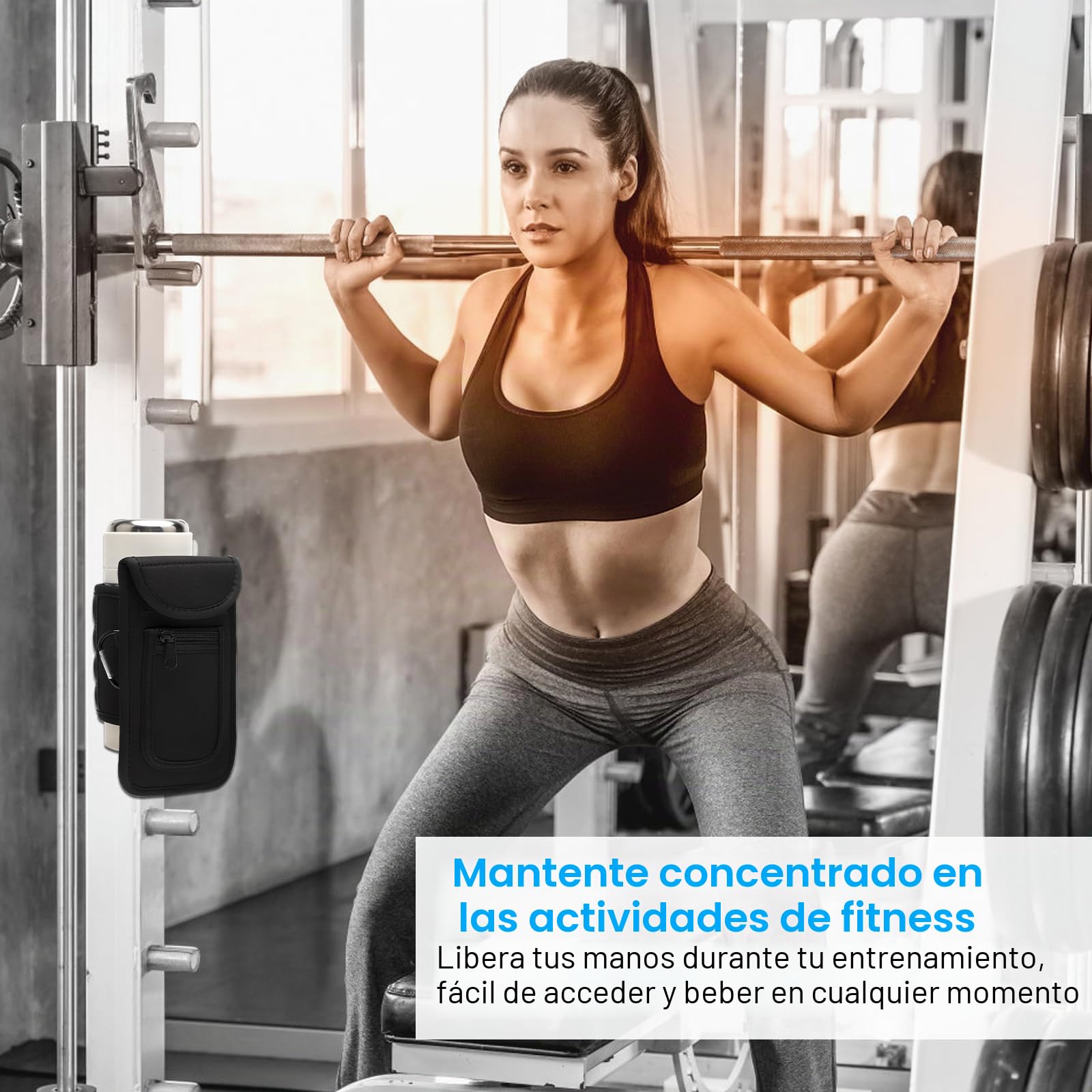 APOMOONS Bolsa magnética de Gimnasio para Botella de Deporte, Bolsa magnética para Botella de Agua, Bolsa magnética con Compartimentos para teléfono móvil, Accesorios de Gimnasio
