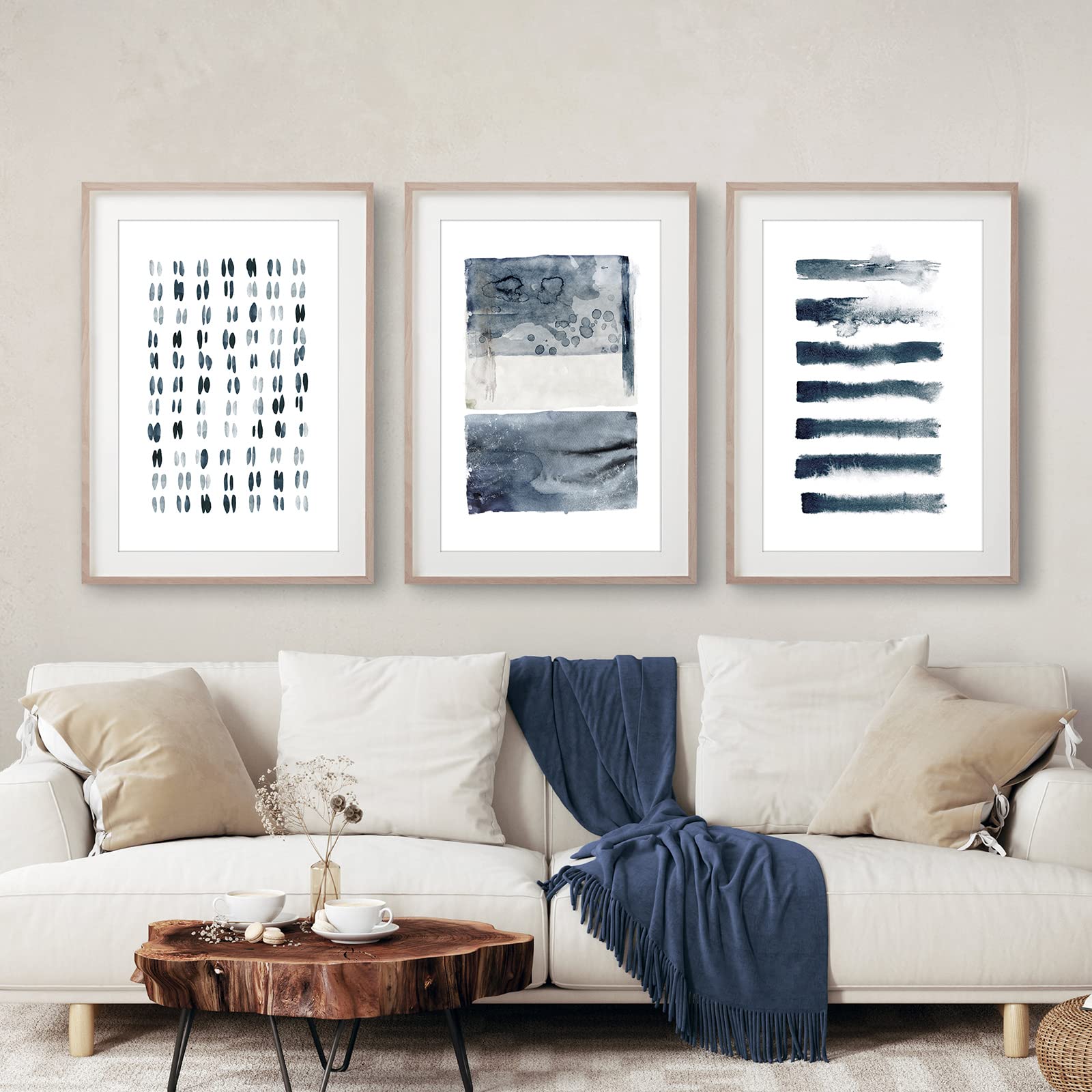 FEOFTIE Blue Abstract Wall Art Blue and Grey Wall Decor