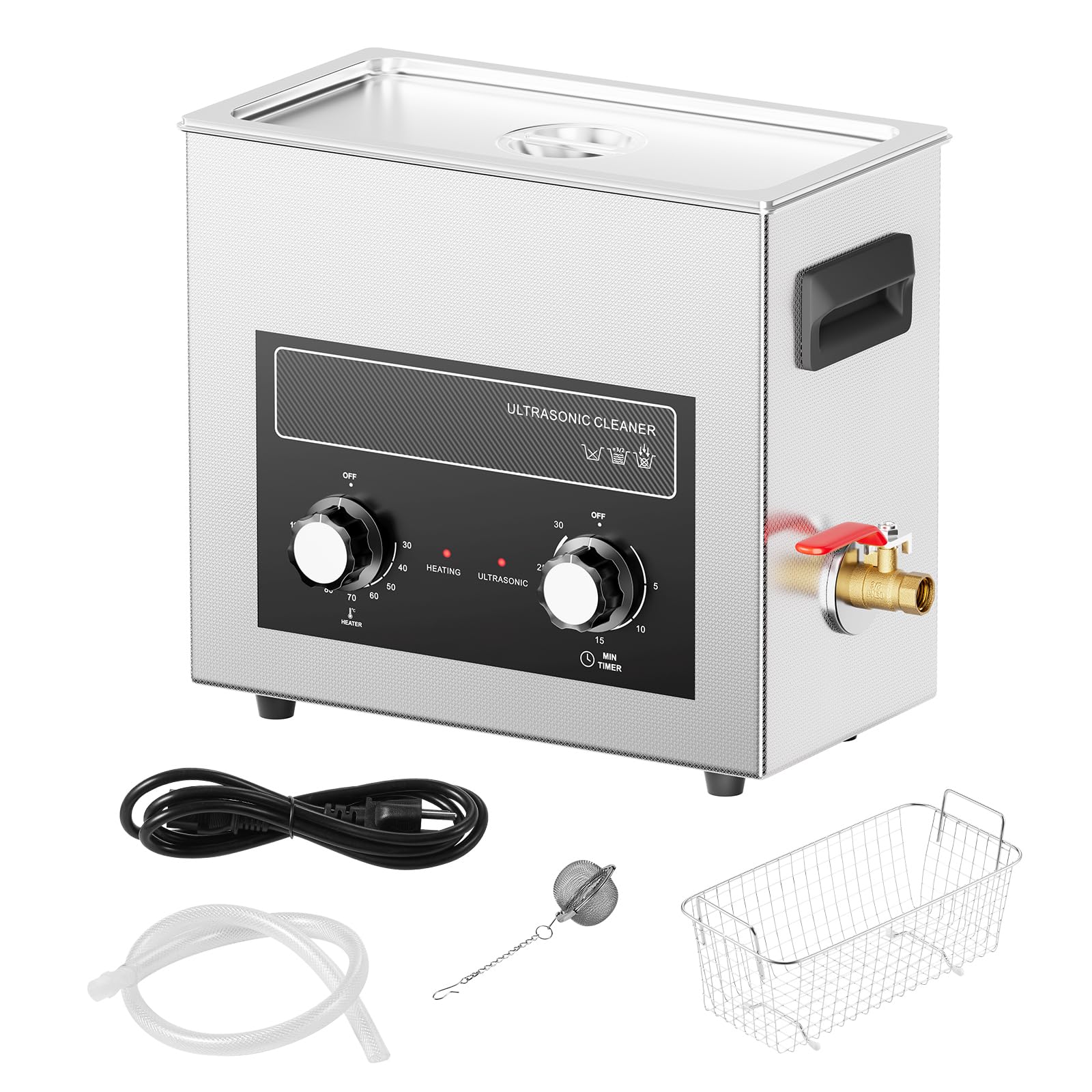 Happybuy 6L Ultrasonic Cleaner, 180W Digital Sonic Cavitation Machine with Heater & Timer, for Watches, Glasses, Coins, Metal Parts, Tools
