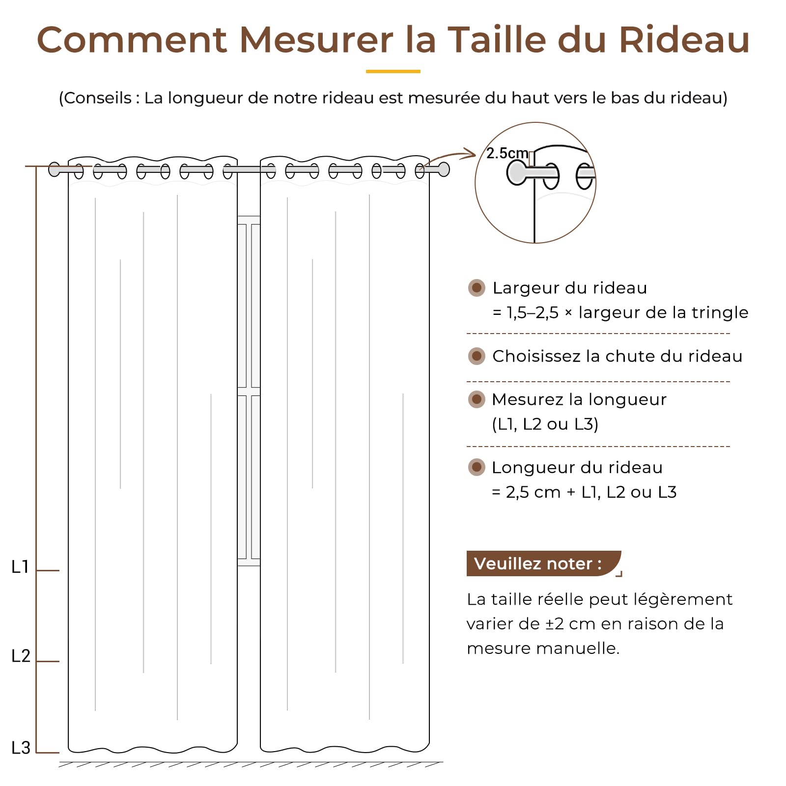 INOVADAY 100% Rideau Occultant Thermique Isolant Anti Froid et Chaleur 2 Panneaux 140x245 CM, Rideau Beige Clair Opaque Effet Lin à Oeillets Lumiere Anti-UV pour Salon et Chambre