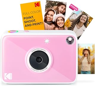 Kodak Printomatic+ Sofortbild-Digitalkamera, Zink-Fotopapier 2x3 (5,1x7,5 cm) 10 MP, RGB-LED, druckt Farbfotos, Rosa