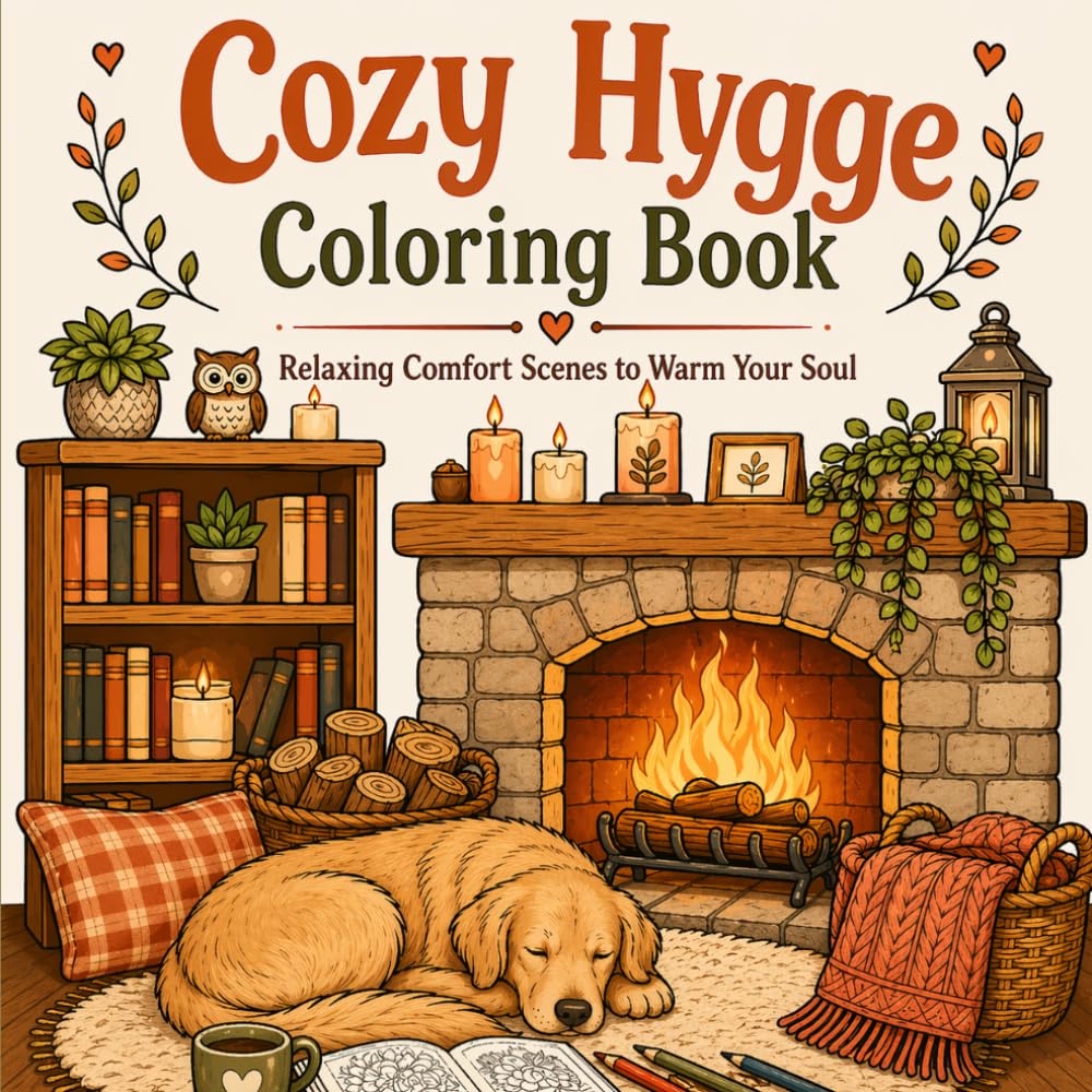Cozy Hygge Coloring Book: Relaxing Comfort Scenes to Warm Your Soul