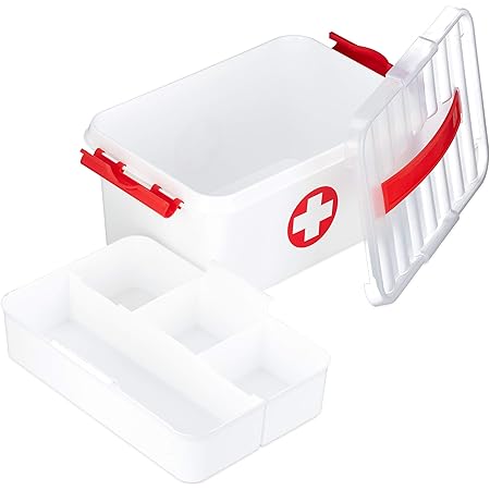 Zeller 18119 medicine box, white, metal, approx. 32 x 19.5 x 20 cm