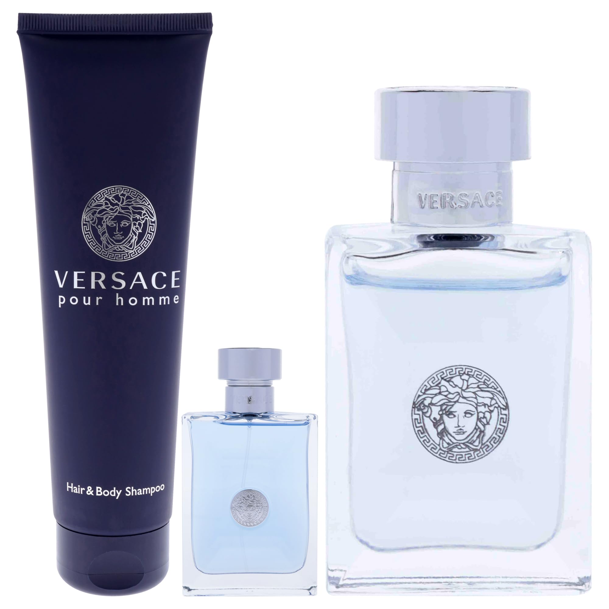 Versace Pour Homme by Versace for Men - 3 Pc Gift Set 3.4oz EDT Spray, 0.17oz EDT Spray (Mini), 5oz Bath and Shower Gel